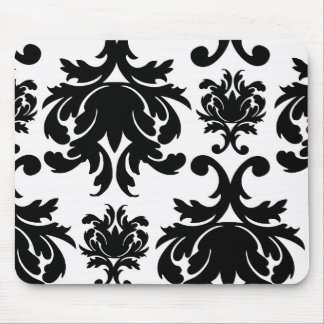 Alfombrilla De Ratón damasco blanco negro ornamental