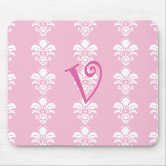 Alfombrilla De Ratón Damasco blanco rosa claro "v " de Mousepad