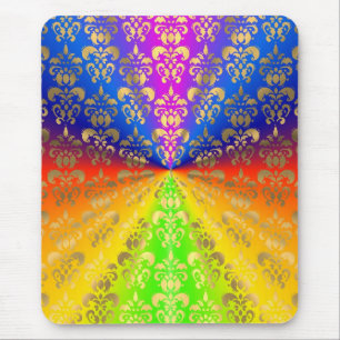 Alfombrilla De Ratón Damasco de arco iris dorado