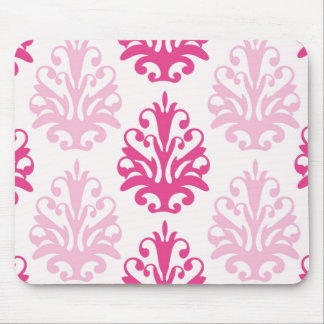 Alfombrilla De Ratón Damasco de moda de boho rosa y rosa oscuro