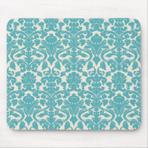 Alfombrilla De Ratón Damasco del francés de la turquesa
