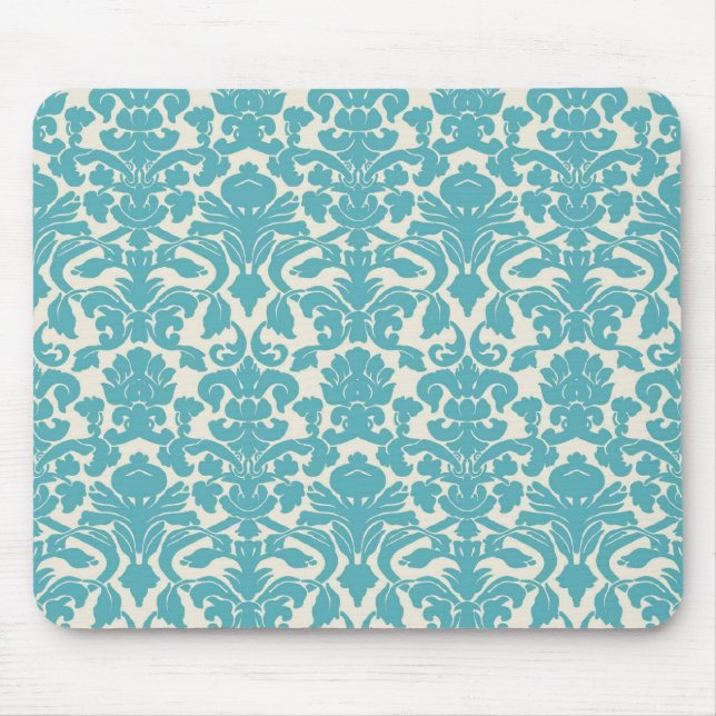 Alfombrilla De Ratón Damasco del francés de la turquesa (Frente)