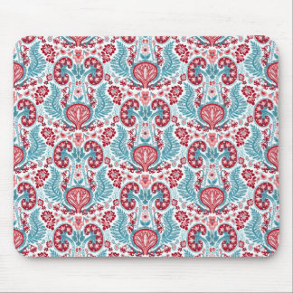 Alfombrilla De Ratón Damasco del riñón en rojo/trullo