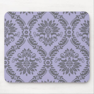 Alfombrilla De Ratón damasco gris y púrpura