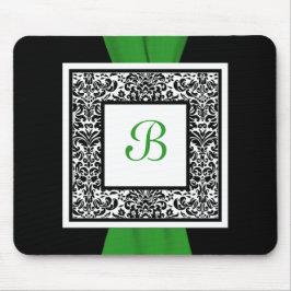 Alfombrilla De Ratón Damasco Mousepad del negro, del verde, y blanco