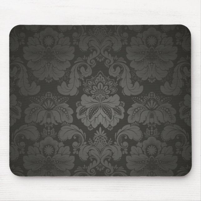 Alfombrilla De Ratón Damasco negro elegante (Frente)