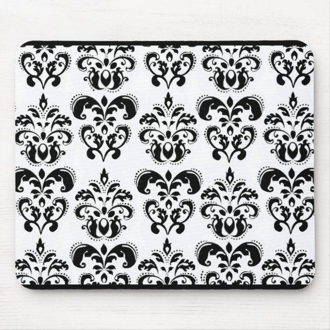 ALFOMBRILLA DE RATÓN DAMASCO NEGRO Y BLANCO (Frente)