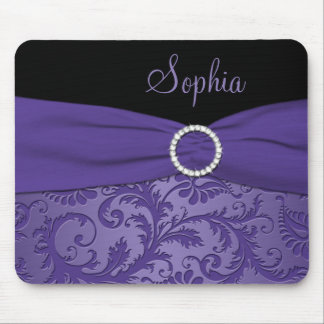 Alfombrilla De Ratón Damasco púrpura y negro Mousepad
