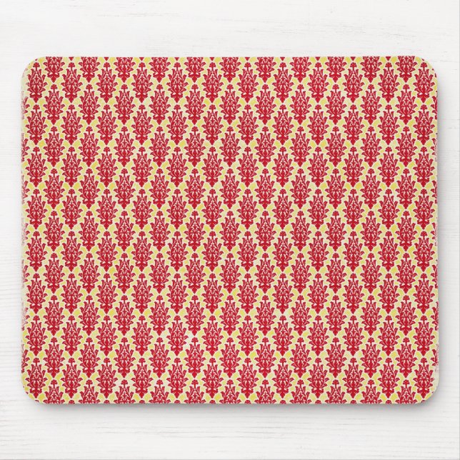 Alfombrilla De Ratón damask07-rojoamarillo ROJO AMARILLO DAMASCO PATRÓN (Frente)