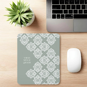 Alfombrilla De Ratón Damask Ambience Geometric Pale Olive Mousepad
