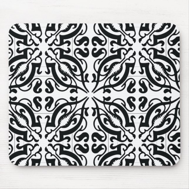 Alfombrilla De Ratón DAMASK - Blanco y negro (Frente)