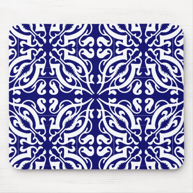 Alfombrilla De Ratón DAMASK - Fondo azul (Frente)