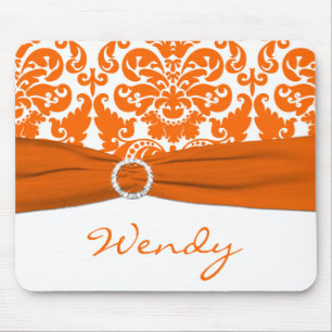 Alfombrilla De Ratón Damask Mousepad blanco y Naranja