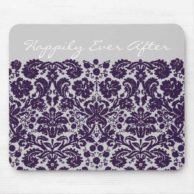 Alfombrilla De Ratón Damask Purple Boda (Frente)