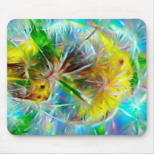 Alfombrilla De Ratón Dandelions etéreos en Neon Dreamscape
