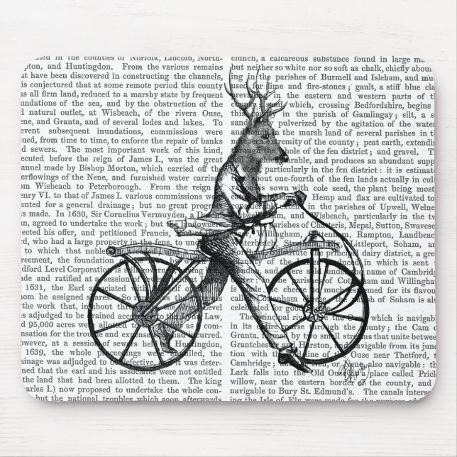 Alfombrilla De Ratón Dandy Deer en bicicleta vieja (Frente)