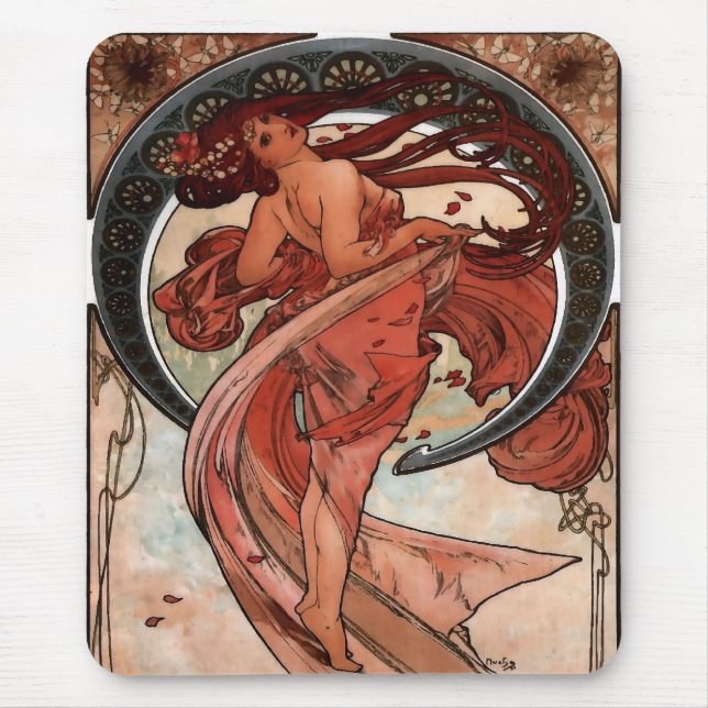 Alfombrilla De Ratón Danza de Alfons Mucha (Frente)