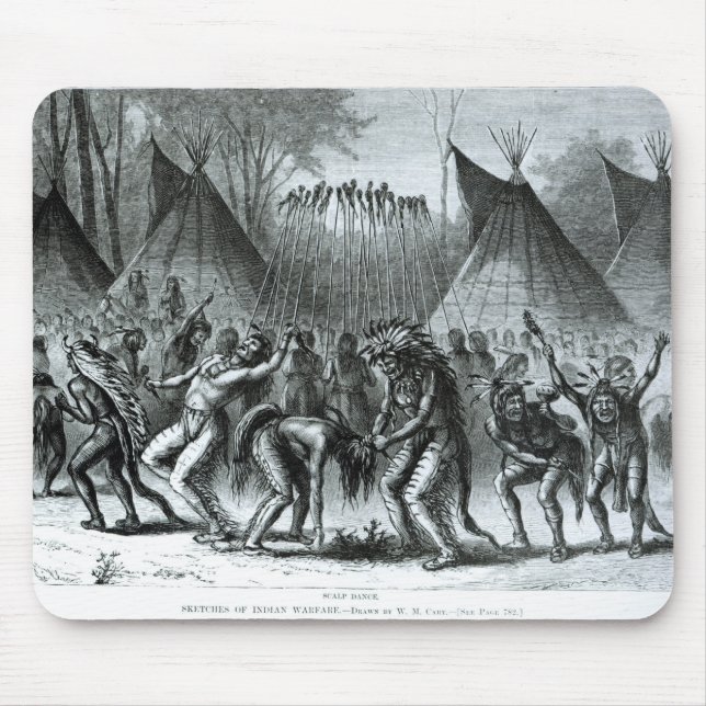 Alfombrilla De Ratón Danza del cuero cabelludo de 'bosquejos del indio (Frente)