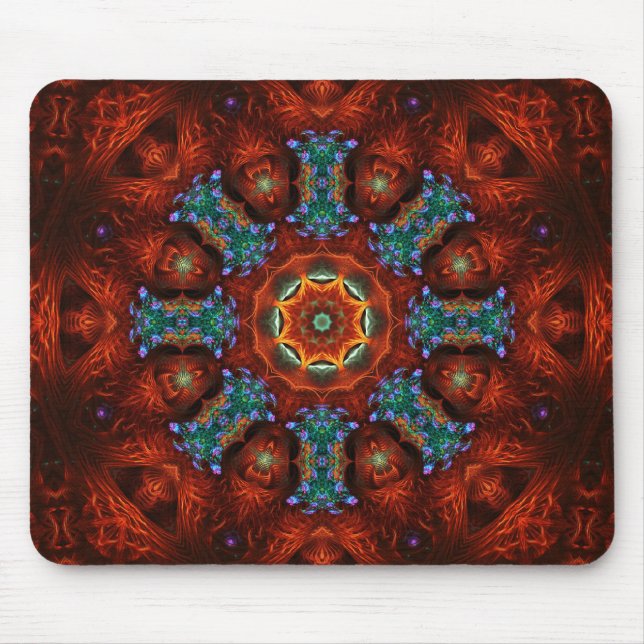 Alfombrilla De Ratón Dark Reds Fractal Mandala Mousepad (Frente)