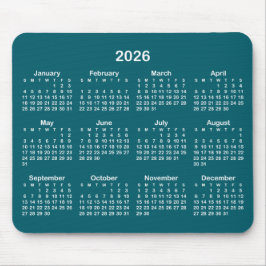 Alfombrilla De Ratón Dark Teal and White 2026 Calendar