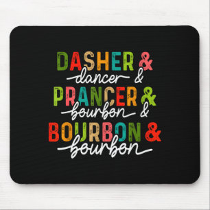 Alfombrilla De Ratón Dasher Dancer Prancer &amp; Bourbon Navidad Holi