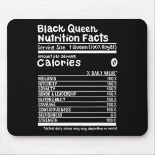 Alfombrilla De Ratón Datos Nutricionales de Black Queen Orgullo de Mela