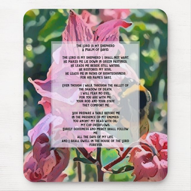 Alfombrilla De Ratón David Psalm 23 biblical quote (Frente)