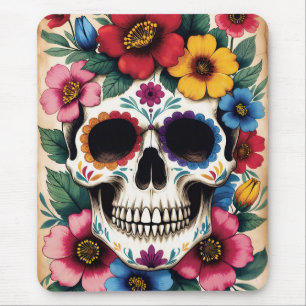 Alfombrilla De Ratón Day of the Dead Floral Skull