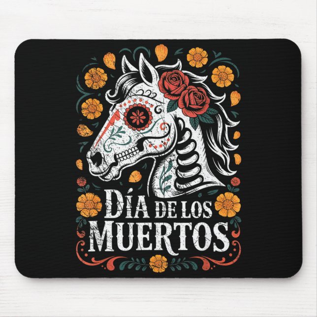 Alfombrilla De Ratón Day Of The Dead Horse Halloween Sugar Skull Costum (Frente)