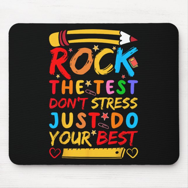 Alfombrilla De Ratón Day Rock The Test Funny Teacher Student Testing Ex (Frente)