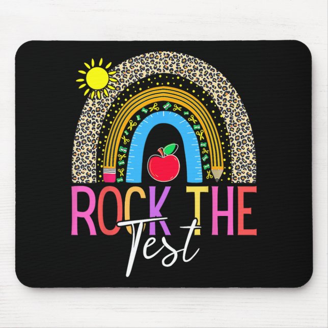 Alfombrilla De Ratón Day Rock The Test Teacher Testing Day Leopard Rain (Frente)