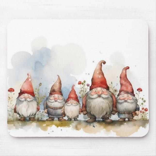 Alfombrilla de ratón de acuarela de gnomos (Frente)