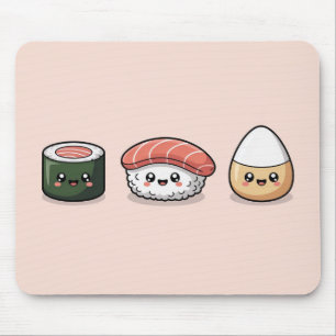 Alfombrilla de ratón de amigos de sushi Kawaii