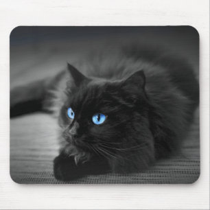 Alfombrilla de ratón de arte de gato de ojos azule
