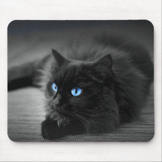 Alfombrilla de ratón de arte de gato de ojos azule