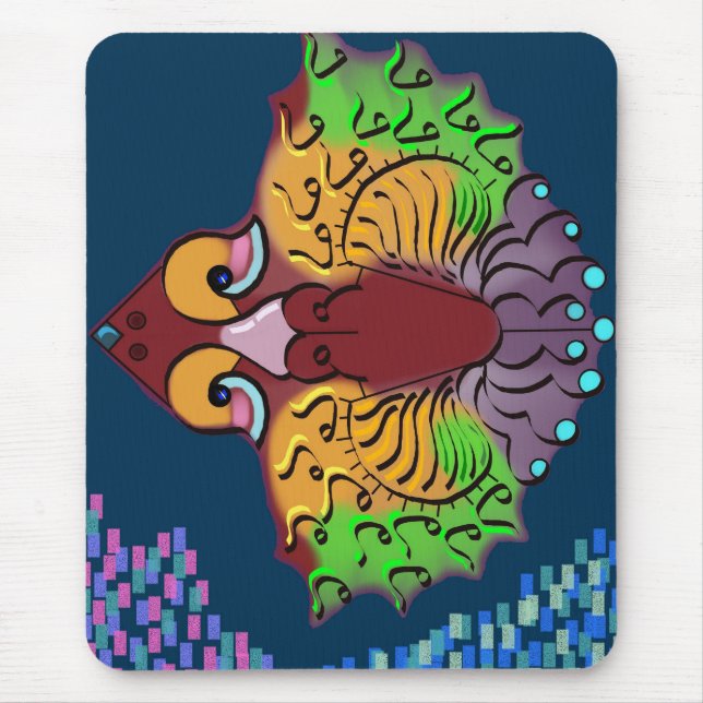 Alfombrilla de ratón de arte de pez abstracto de e (Frente)