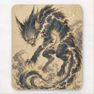 Alfombrilla de ratón de arte japonés Raiju Gold Ta