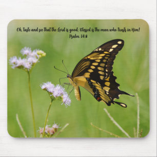 Alfombrilla de ratón de Biblia de fe mariposa natu
