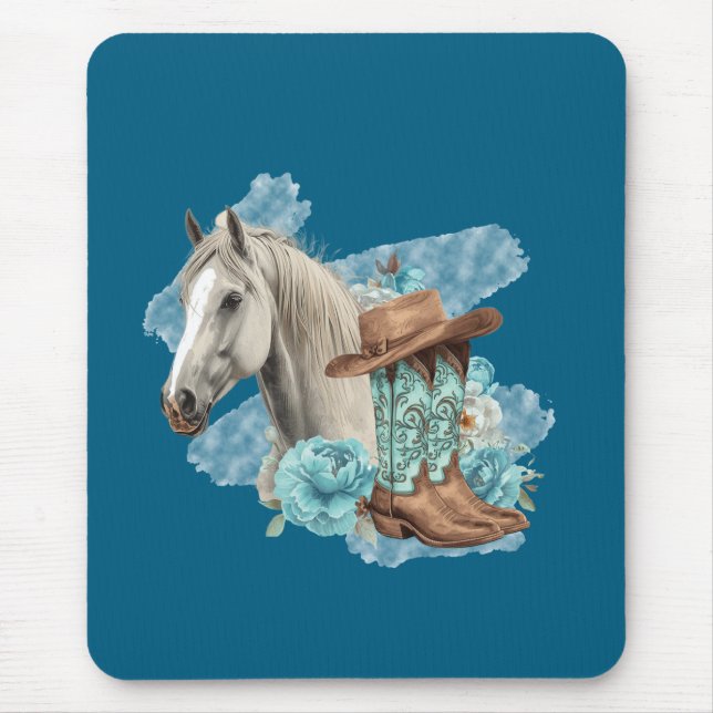 Alfombrilla de ratón de caballo occidental - Azul  (Frente)