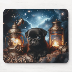 Alfombrilla de ratón de cachorro de pug negro con 