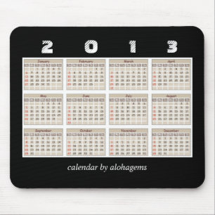 Alfombrilla de ratón de calendario 2013 simple y o