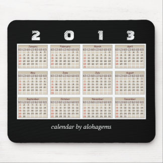 Alfombrilla de ratón de calendario 2013 simple y o