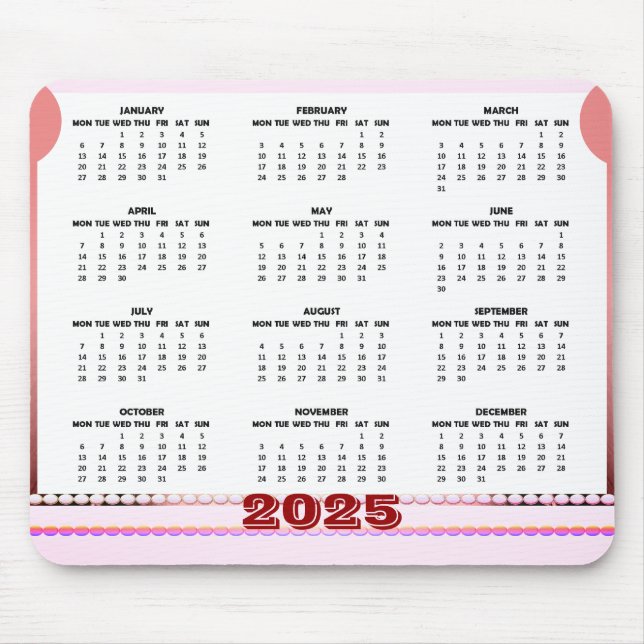 Alfombrilla de ratón de calendario simple y lindo  (Frente)