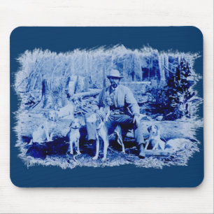 Alfombrilla de ratón de cazador vintage con perros