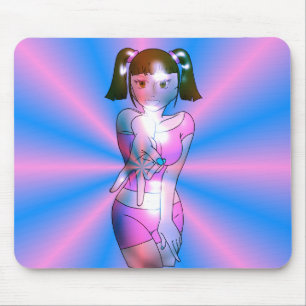 Alfombrilla de ratón de chica anime ciberpunk Y2K