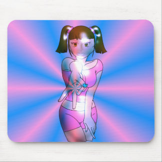 Alfombrilla de ratón de chica anime ciberpunk Y2K