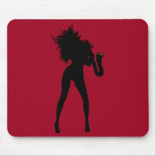 Alfombrilla de ratón de chica de saxofón  Roja - C