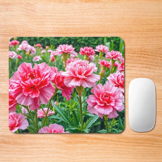Alfombrilla de ratón de claveles rosas (Mouse pad with pink carnations)