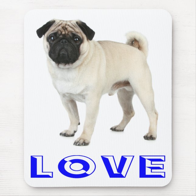 Alfombrilla de ratón de computadora con perro pug  (Frente)