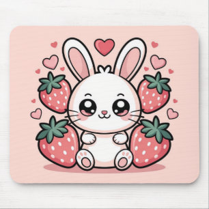 Alfombrilla de ratón de conejo de fresa Kawaii